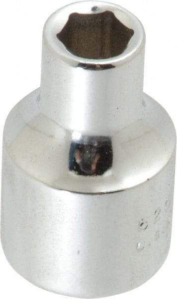 Proto - 1/4", 3/8" Drive, Standard Hand Socket - 6 Points, 1-3/32" OAL, Chrome Finish - Americas Industrial Supply