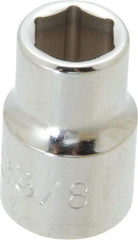 Proto - 3/8", 3/8" Drive, Standard Hand Socket - 6 Points, 1-3/32" OAL, Chrome Finish - Americas Industrial Supply