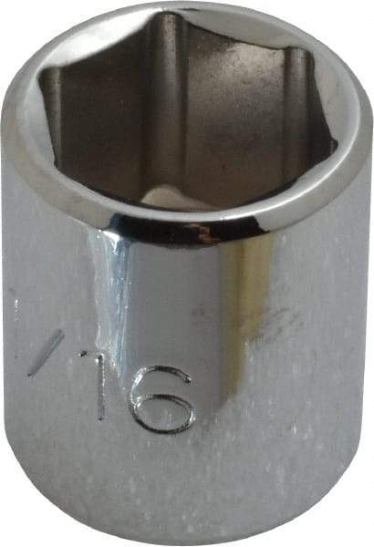 Proto - 11/16", 3/8" Drive, Standard Hand Socket - 6 Points, 1-1/8" OAL, Chrome Finish - Americas Industrial Supply