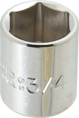 Proto - 3/4", 3/8" Drive, Standard Hand Socket - 6 Points, 1-3/16" OAL, Chrome Finish - Americas Industrial Supply