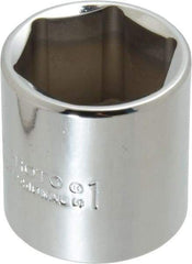 Proto - 1", 3/8" Drive, Standard Hand Socket - 6 Points, 1-3/8" OAL, Chrome Finish - Americas Industrial Supply