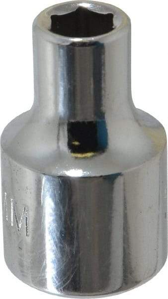 Proto - 3/8" Drive, Standard Hand Socket - 6 Points, 1-3/32" OAL, Chrome Finish - Americas Industrial Supply