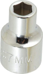 Proto - 3/8" Drive, Standard Hand Socket - 6 Points, 1-3/32" OAL, Chrome Finish - Americas Industrial Supply