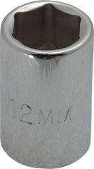 Proto - 3/8" Drive, Standard Hand Socket - 6 Points, 1-1/8" OAL, Chrome Finish - Americas Industrial Supply