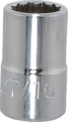 Proto - 7/16", 3/8" Drive, Standard Hand Socket - 12 Points, 1-3/32" OAL, Chrome Finish - Americas Industrial Supply