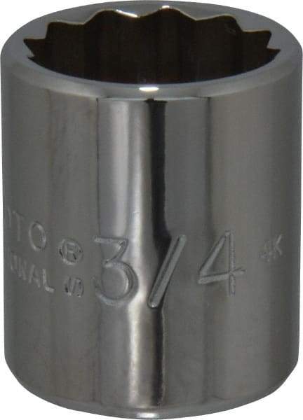 Proto - 3/4", 3/8" Drive, Standard Hand Socket - 12 Points, 1-3/16" OAL, Chrome Finish - Americas Industrial Supply