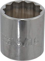 Proto - 15/16", 3/8" Drive, Standard Hand Socket - 12 Points, 1-5/16" OAL, Chrome Finish - Americas Industrial Supply