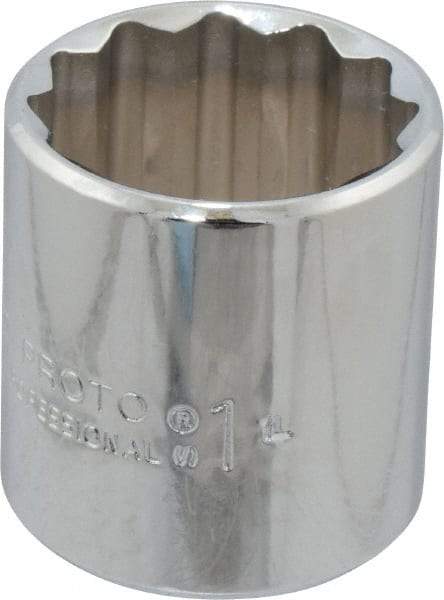 Proto - 1", 3/8" Drive, Standard Hand Socket - 12 Points, 1-3/8" OAL, Chrome Finish - Americas Industrial Supply