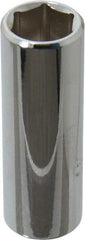 Proto - 1/2", 3/8" Drive, Deep Hand Socket - 6 Points, 2-1/8" OAL, Chrome Finish - Americas Industrial Supply