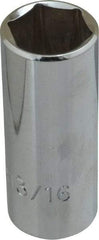 Proto - 13/16", 3/8" Drive, Deep Hand Socket - 6 Points, 2-3/4" OAL, Chrome Finish - Americas Industrial Supply