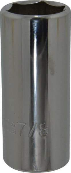 Proto - 7/8", 3/8" Drive, Deep Hand Socket - 6 Points, 2-3/4" OAL, Chrome Finish - Americas Industrial Supply