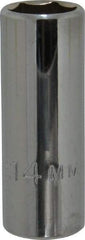 Proto - 3/8" Drive, Deep Hand Socket - 6 Points, 2-1/8" OAL, Chrome Vanadium, Chrome Finish - Americas Industrial Supply