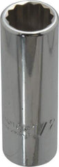 Proto - 1/2", 3/8" Drive, Deep Hand Socket - 12 Points, 2-1/8" OAL, Chrome Finish - Americas Industrial Supply