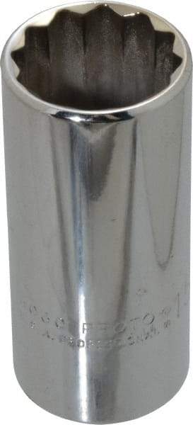 Proto - 15/16", 3/8" Drive, Deep Hand Socket - 12 Points, 2-3/4" OAL, Chrome Finish - Americas Industrial Supply