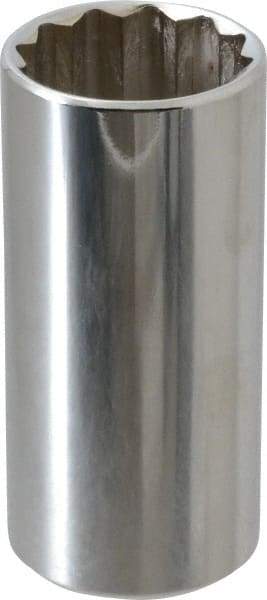 Proto - 1", 3/8" Drive, Deep Hand Socket - 12 Points, 2-3/4" OAL, Chrome Finish - Americas Industrial Supply