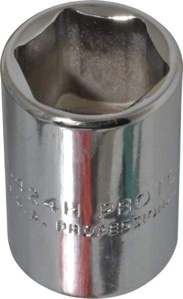 Proto - 3/4", 1/2" Drive, Standard Hand Socket - 6 Points, 1-1/2" OAL, Chrome Finish - Americas Industrial Supply