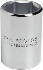 Proto - 15/16", 1/2" Drive, Standard Hand Socket - 6 Points, 1-9/16" OAL, Chrome Finish - Americas Industrial Supply