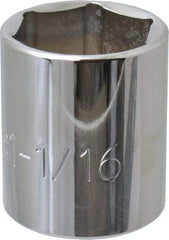 Proto - 1-1/16", 1/2" Drive, Standard Hand Socket - 6 Points, 1-41/64" OAL, Chrome Finish - Americas Industrial Supply