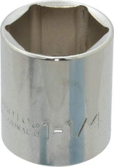 Proto - 1-1/4", 1/2" Drive, Standard Hand Socket - 6 Points, 1-55/64" OAL, Chrome Finish - Americas Industrial Supply