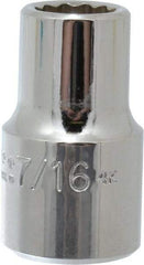 Proto - 7/16", 1/2" Drive, Standard Hand Socket - 12 Points, 1-31/64" OAL, Chrome Vanadium, Chrome Finish - Americas Industrial Supply