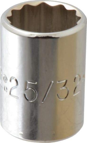 Proto - 25/32", 1/2" Drive, Standard Hand Socket - 12 Points, 1-1/2" OAL, Chrome Finish - Americas Industrial Supply