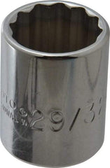 Proto - 29/32", 1/2" Drive, Standard Hand Socket - 12 Points, 1-9/16" OAL, Chrome Finish - Americas Industrial Supply