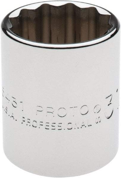 Proto - 31/32", 1/2" Drive, Standard Hand Socket - 12 Points, 1-9/16" OAL, Chrome Finish - Americas Industrial Supply