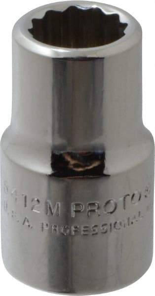 Proto - 1/2" Drive, Standard Hand Socket - 12 Points, 1-1/2" OAL, Chrome Vanadium, Chrome Finish - Americas Industrial Supply