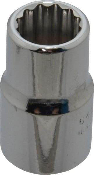 Proto - 1/2" Drive, Standard Hand Socket - 12 Points, 1-1/2" OAL, Chrome Finish - Americas Industrial Supply