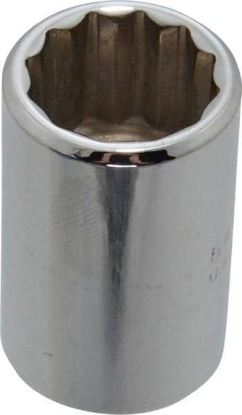 Proto - 1/2" Drive, Standard Hand Socket - 12 Points, 1-1/2" OAL, Chrome Finish - Americas Industrial Supply