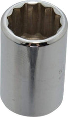 Proto - 1/2" Drive, Standard Hand Socket - 12 Points, 1-1/2" OAL, Chrome Finish - Americas Industrial Supply