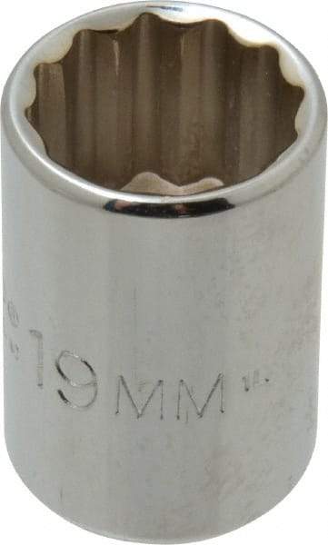 Proto - 1/2" Drive, Standard Hand Socket - 12 Points, 1-1/2" OAL, Chrome Finish - Americas Industrial Supply