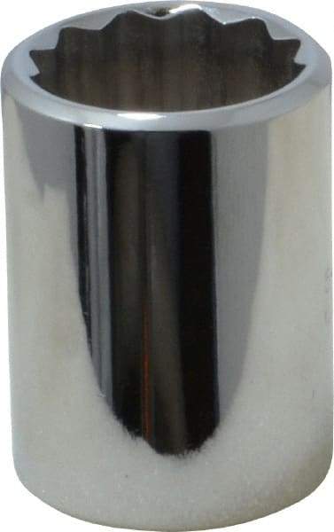 Proto - 1/2" Drive, Standard Hand Socket - 12 Points, 1-1/2" OAL, Chrome Vanadium, Chrome Finish - Americas Industrial Supply