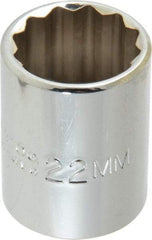 Proto - 1/2" Drive, Standard Hand Socket - 12 Points, 1-17/32" OAL, Chrome Finish - Americas Industrial Supply