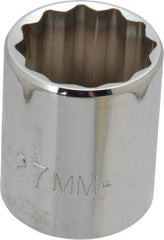 Proto - 1/2" Drive, Standard Hand Socket - 12 Points, 1-17/32" OAL, Chrome Finish - Americas Industrial Supply