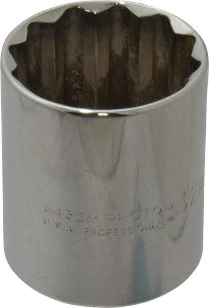 Proto - 1/2" Drive, Standard Hand Socket - 12 Points, 1-25/32" OAL, Chrome Finish - Americas Industrial Supply