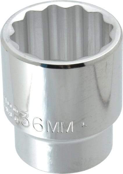 Proto - 1/2" Drive, Standard Hand Socket - 12 Points, 2-1/4" OAL, Chrome Finish - Americas Industrial Supply