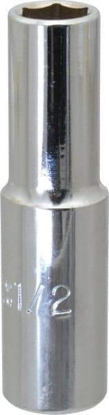 Proto - 1/2", 1/2" Drive, Deep Hand Socket - 6 Points, 3-1/4" OAL, Chrome Finish - Americas Industrial Supply