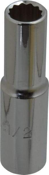 Proto - 1/2", 1/2" Drive, Deep Hand Socket - 12 Points, 3-1/4" OAL, Chrome Finish - Americas Industrial Supply