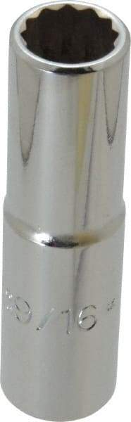 Proto - 9/16", 1/2" Drive, Deep Hand Socket - 12 Points, 3-1/4" OAL, Chrome Finish - Americas Industrial Supply