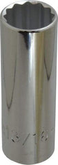 Proto - 13/16", 1/2" Drive, Deep Hand Socket - 12 Points, 3-1/4" OAL, Chrome Finish - Americas Industrial Supply