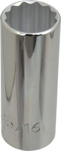 Proto - 15/16", 1/2" Drive, Deep Hand Socket - 12 Points, 3-1/4" OAL, Chrome Finish - Americas Industrial Supply