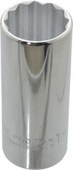 Proto - 1", 1/2" Drive, Deep Hand Socket - 12 Points, 3-1/4" OAL, Chrome Finish - Americas Industrial Supply