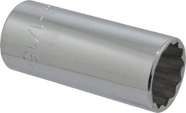 Proto - 1-1/16", 1/2" Drive, Deep Hand Socket - 12 Points, 3-1/4" OAL, Chrome Finish - Americas Industrial Supply