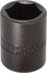 Proto - 3/8" Drive 15mm Standard Impact Socket - 6 Points, 1-3/32" OAL - Americas Industrial Supply