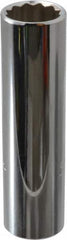 Proto - 1/2" Drive, Deep Hand Socket - 12 Points, 3-1/4" OAL, Chrome Finish - Americas Industrial Supply