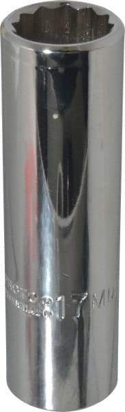 Proto - 1/2" Drive, Deep Hand Socket - 12 Points, 3-1/4" OAL, Chrome Finish - Americas Industrial Supply