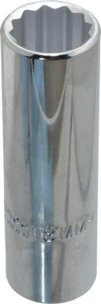 Proto - 1/2" Drive, Deep Hand Socket - 12 Points, 3-1/4" OAL, Chrome Finish - Americas Industrial Supply