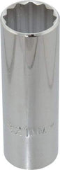 Proto - 1/2" Drive, Deep Hand Socket - 12 Points, 3-1/4" OAL, Chrome Finish - Americas Industrial Supply