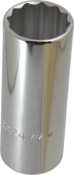 Proto - 1/2" Drive, Deep Hand Socket - 12 Points, 3-1/4" OAL, Chrome Finish - Americas Industrial Supply